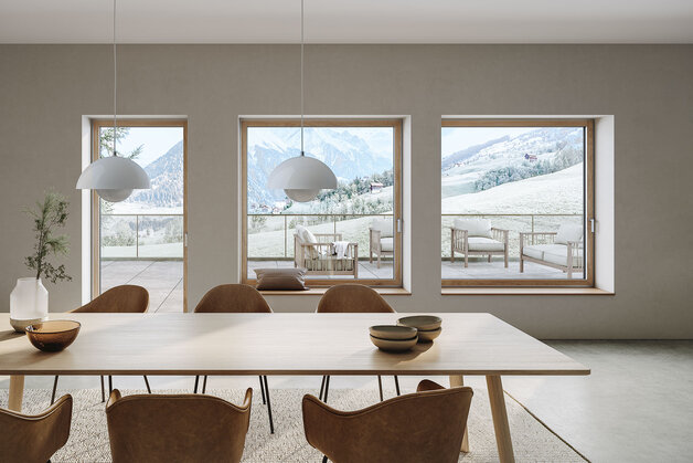 Panorama Fenster im Wood Design