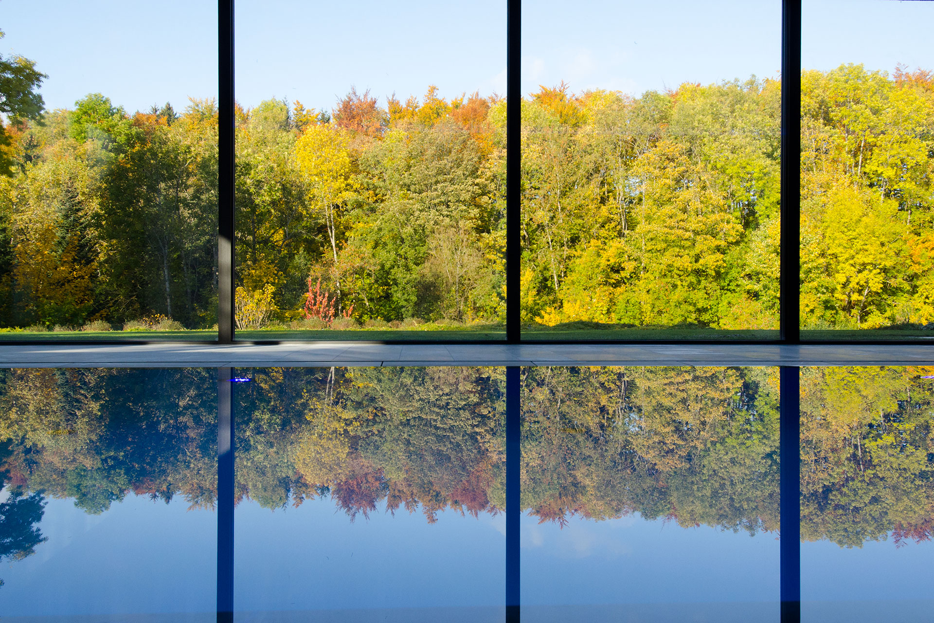 Privater Pool mit viel Glas